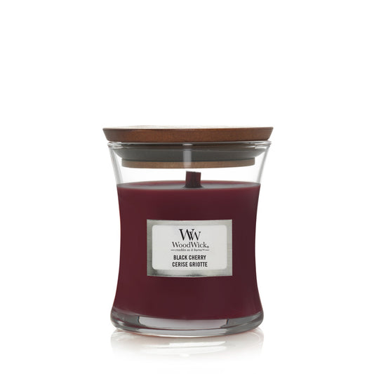 Woodwick közepes üveg/Black Cherry