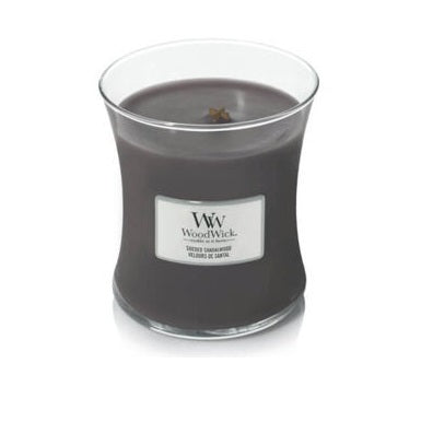 Woodwick Suede & Sandalwood Közepes üveg